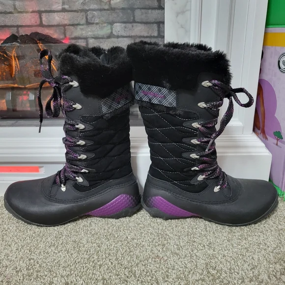 Merrell Women's Black and Purple Winterbelle Opti-warm Boots, Size 7.5 - Picture 3 of 8